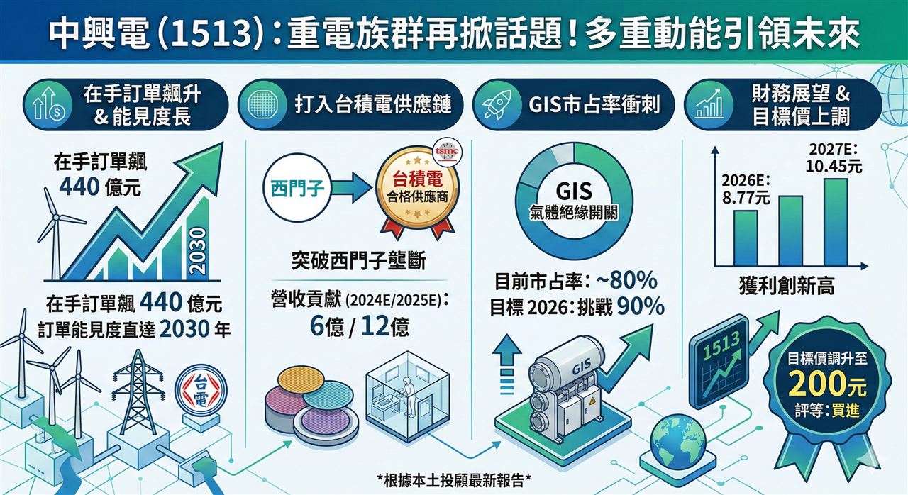 台積電加持！重電霸主中興電「握440億大單」看旺到2030　目標價喊200元
