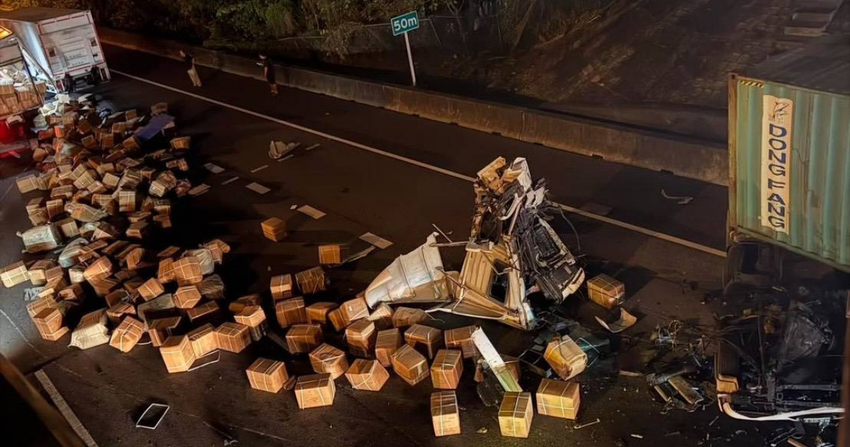 國道1號岡山段3車追撞　聯結車駕駛送醫不治