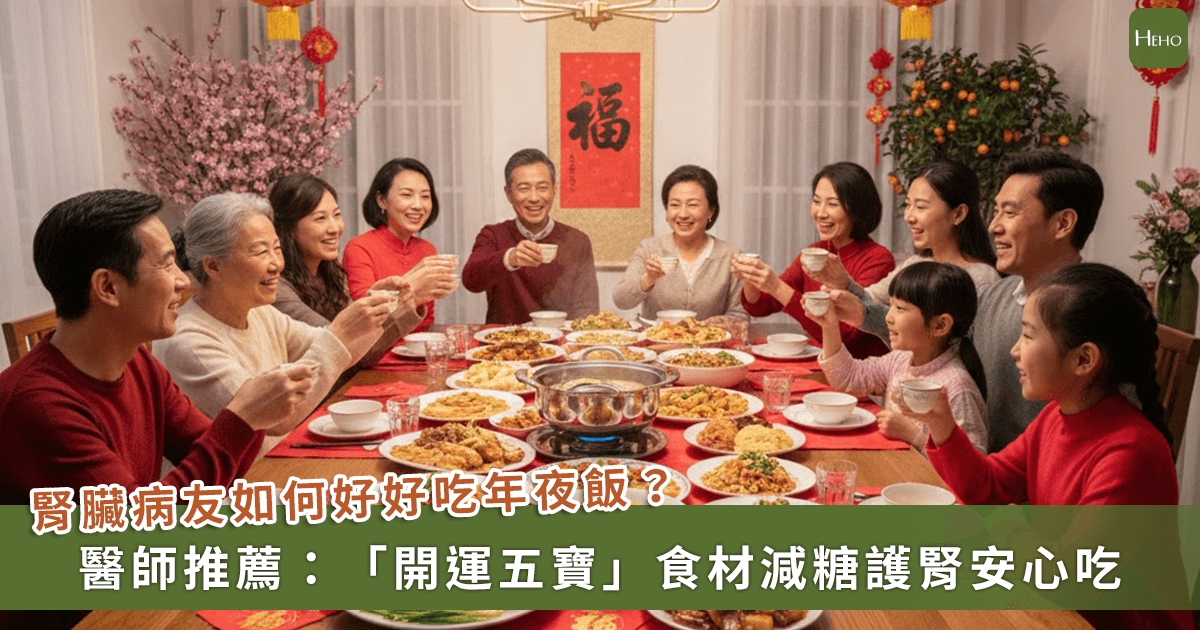 「腎臟不好」過年大餐怎麼吃？腎臟內科醫師王奕淳推「開運五寶」食材減糖護腎安心吃