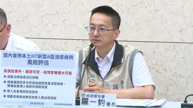 國內首例本土H7新A流基因定序H7N7 疾管署：個案已解除隔離出院