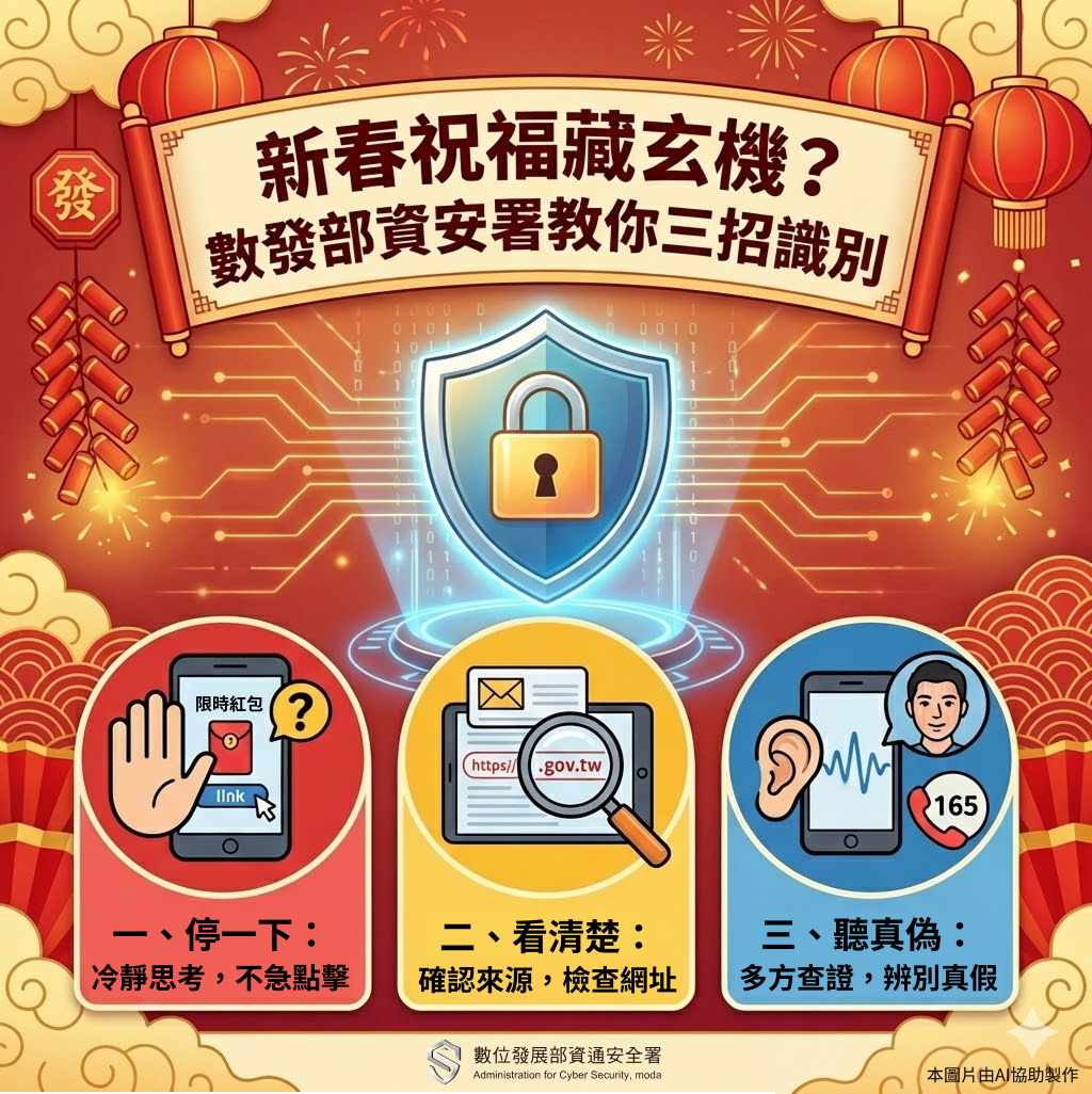 春節祝福藏玄機？資安署三步驟教你辨識新年社交陷阱
